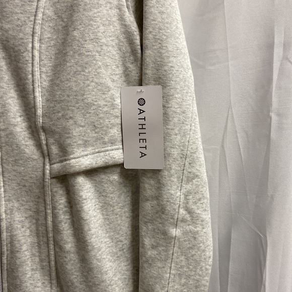 Athleta Cozy Karma Jacket Full Zip Hooded Light Heather Gray Size XS NWT - Picture 4 of 6